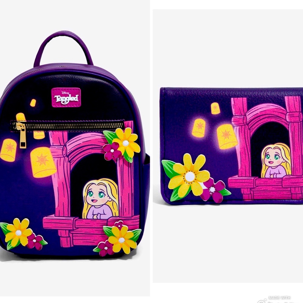 Disney Tangled Chibi Rapunzel Mini Backpack With Wallet NEW